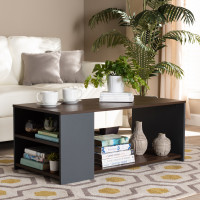 Baxton Studio CT8003-Walnut Grey-CT Baxton Studio Thornton Modern and Contemporary Two-Tone Walnut Brown and Grey Finished Wood Storage Coffee Table